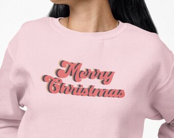 Maglione Merry Christmas in cotone biologico, felpa biologica, felpa natalizia, camicia vintage natalizia, camicia Merry Xmas