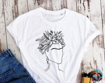 Organic Cotton Frida T-Shirt, Feminist Art, Digital Print