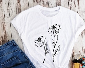 Organic cotton, Flowers T-shirt, Gift Shirt, unisex t-shirt, vegan shirt, eco-friendly shirt, nature motives shirt, feminist shirt