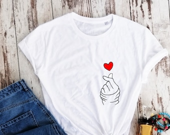 Organic cotton, Hand with heart T-shirt, cool Shirt, unisex t-shirt, Unisex Crew neck T-shirt, Organic t-shirt, feminism t-shirt