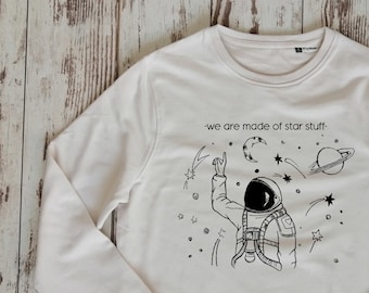 Sterne aus Bio-Baumwolle, Kosmonauten-Sweatshirt, Geburtstagsshirt, Kosmos-Sweatshirt, Geschenk für Mädchen, Geschenk für die beste Freundin