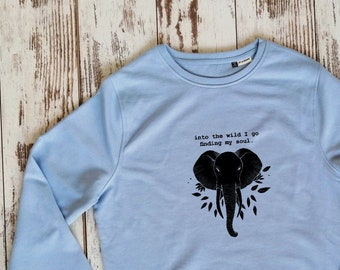 Schwarzer Elefant aus Bio-Baumwolle, Bio-Sweatshirt, Geburtstagsshirt, schwarzes Elefanten-Sweatshirt, Geschenk für Mädchen, Geschenk für die beste Freundin