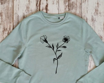 Bio-Baumwolle kleine Blumen, Bio-Pullover, Geburtstagsshirt, Blumen Sweatshirt, Geschenk für Mädchen, Geschenk für beste Freundin