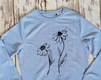 Bio-Baumwolle Blumen, Blumen Sweatshirt, Geburtstag Shirt, Natur Sweatshirt, Geschenk für Mädchen, Geschenk für beste Freundin