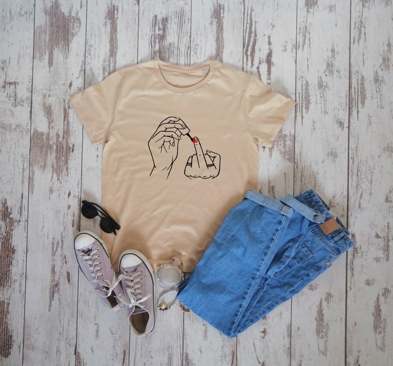 Organic cotton, feminist t-shirt, feminism shirt, nail polish t-shirt, gift for girl, gift for best friend image 5