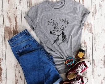 Organic cotton, Deer T-shirt, Gift Shirt, unisex t-shirt, vegan shirt, eco-friendly shirt, nature motives shirt, feminist shirt