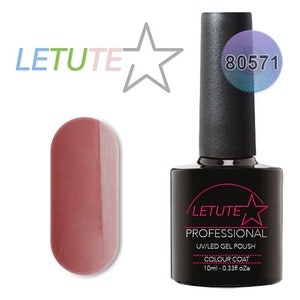 May include: A 0.33 fluid ounce bottle of LETUTE Professional UV/LED Gel Polish in color 80571. The bottle is black with a pink star logo and white text. The polish is a light pink color.