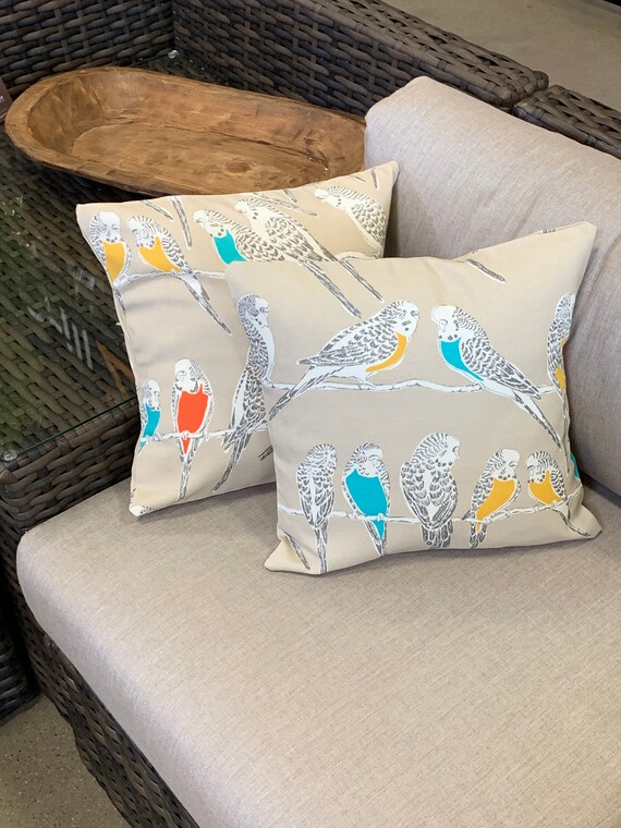 Tropical Turquoise Birds 16x16 Outdoor Pillow Case Birds Etsy