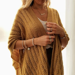 Knit Kimono Pattern PDF – Oversized Cardigan Knitting Pattern – Easy Beginner Sweater Wrap Tutorial – Digital Download – English & Spanish