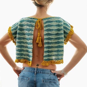 Backless Crochet Top Pattern PDF – Summer Beachwear Crop Top – Boho Open Back Top – Beginner Friendly – Instant Download – English & Spanish