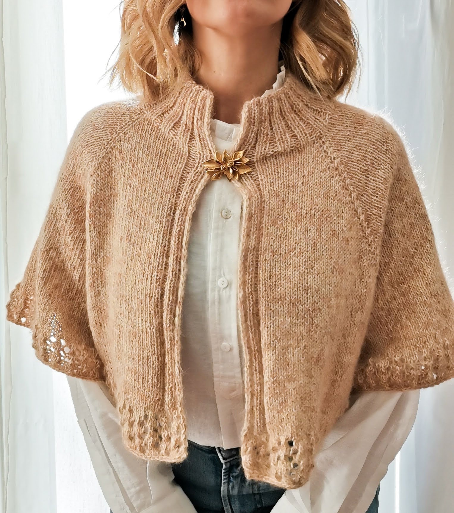 Knit caplet pattern - Patrón de capa de punto - Caplet sweater knitting ...