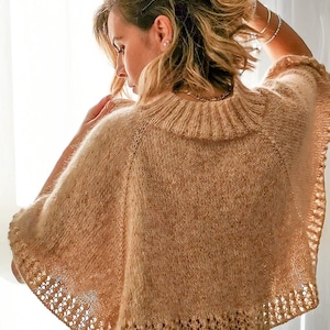 Knit caplet pattern - Knit cape pattern - Caplet sweater knitting pattern - Spanish and English languages - PDF instant download -