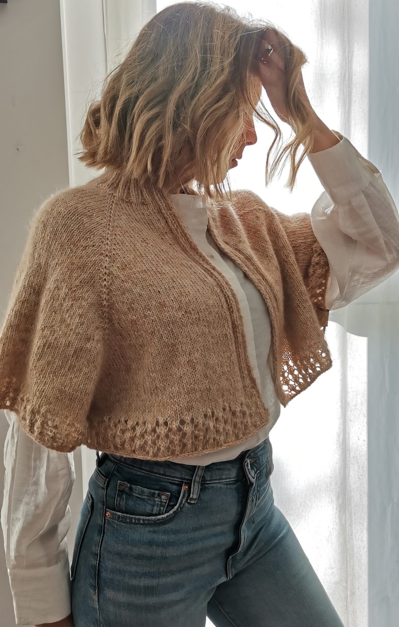 Knit caplet pattern - Patrón de capa de punto - Caplet sweater knitting ...