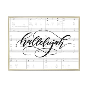 Hallelujah art print-Christmas art print-Holiday art print-Hallelujah art-Sheet music art-Printable art-Christmas decor-Digital Download
