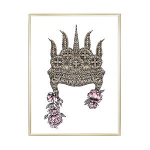 Apsara-Apsara Art-Apsara Headdress-Apsara art print-printable Apsara art-Digital Download-digital art-Khmer Art-Cambodian Art-Art print