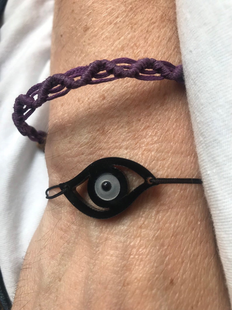 Handmade Unique Black Evil Eye Braceletboho Minimal Etsy