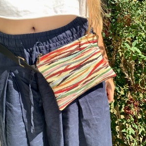 Colorful Fabric Waist Bag: Adjustable Belt, Travel Hip Bag