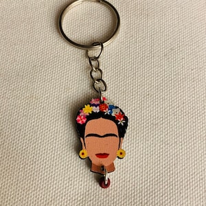 Keychain With Frida Kahlo Woman Key Chain Handmade Wooden Pendant Mexico Etsy Canada