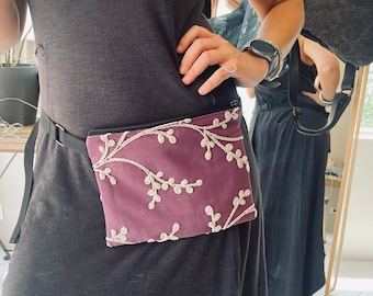 Embroidered Purple Waist Bag: Festival Belt Bag
