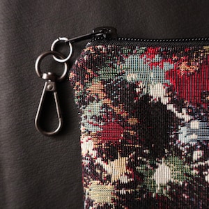 Portafoglio in tela fatto a mano, piccola custodia, portamonete, piccola borsa per cosmetici con gancio per chiavi + tasca per carte di credito, custodia per cellulare, borsa per iPhone