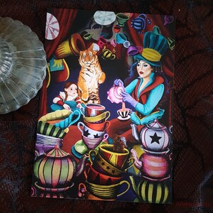 Alice in Circusland Artprint- Madhatter's Teaparty Illustration with Circus twist, Lewis Carroll's "Alice in Wonderland" inspired Wall Decor