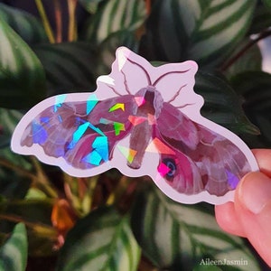 Adesivo Holo Lunar Moth, adesivo olografico, adesivo farfalla