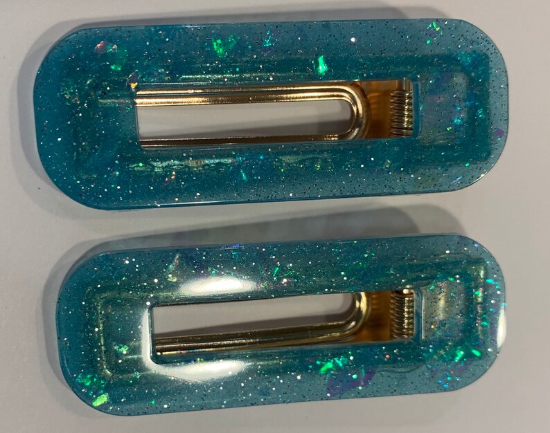Blue glitter hair clips