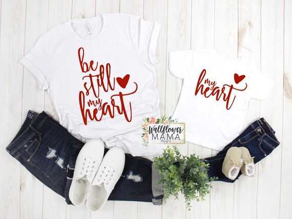 mom and son matching valentines day shirts