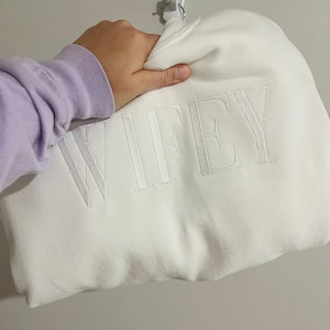 Embroidered Wifey Sweatshirt / Hoodie, Personalized Gift for Wife, Future Mrs., Wedding Gift Bride, Custom date on sleeve, Engagement Gift