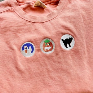 Halloween Cookies Boo Embroidered Sweatshirt, Spooky Season Crewneck Sweatshirt, Ghost and Pumpkin Embroidered