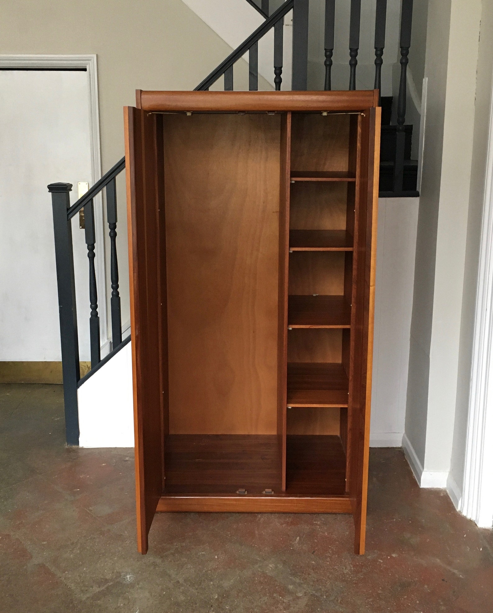 Mid Century Modern Teak 2 door wardrobe produced by Elliots Etsy