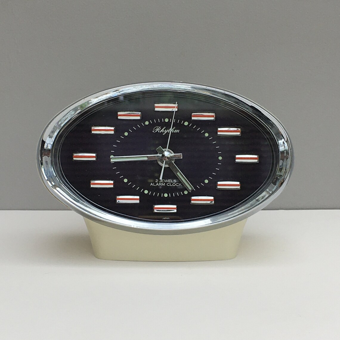 Vintage Rhythm 2 Jewels Alarm Clock With Black Holographic Etsy