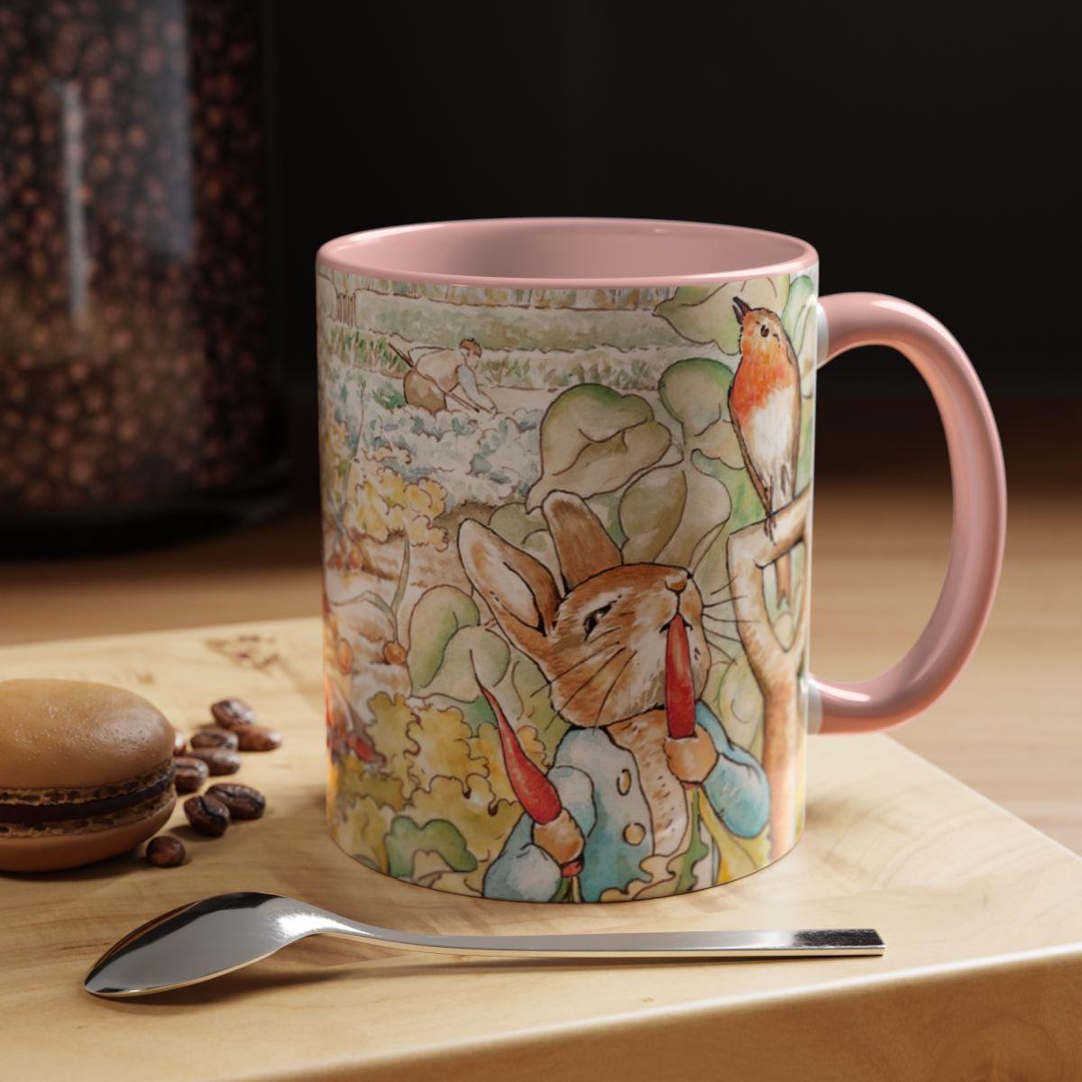 Tazza In Ceramica Betrix Potter 325ml Con Coniglio Madame Piquedru, Illustrazione Per Bambini, Regalo Pasqua