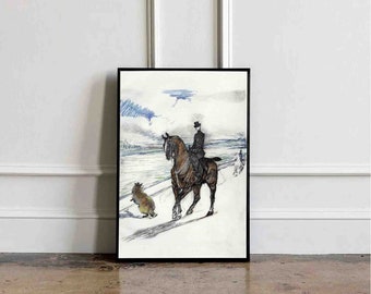 Digital Print Download by Toulouse Lautrec, Printable Wall Art, Illustration Horse print, Illustrator, Toulouse Lautrec print Rider, Gifts.