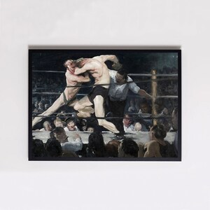 Digitale afdruk downloaden van George Bellows &quot;Boxing Club Fights&quot;, boksposter afdrukbare wandkunst Amerikaans schilderij downloaden, Ringside Boxing.