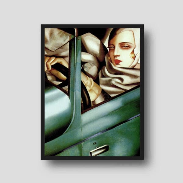 Tamara de Lempicka Digital Print Download, Printable Wall Art, Downloadable Wall Art, Tamara de Lempicka Modern Art Portraits print Bugatti.