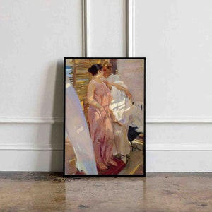 Digital Print Download inspired by Joaquín Sorolla, Printable Wall Art, Downloadable Wall Art, Home Decor, Walk along the seashore.