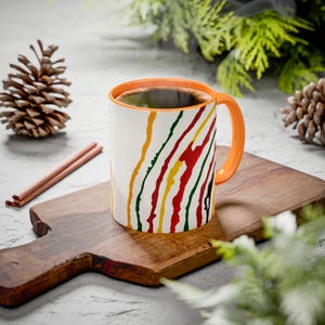 Morris Louis Mugs are available in Green, Orange, and Red. Green Mug, Orange Mug, Red Mug, Coffee and Teacup, Ceramic Mug, Abstract Art.