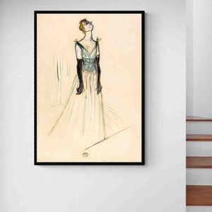 Digital Print Download by Toulouse Lautrec inspired by Woman Yvette Guilbert, Printable Wall Art, Illustrator, Toulouse Lautrec Poster, Gift