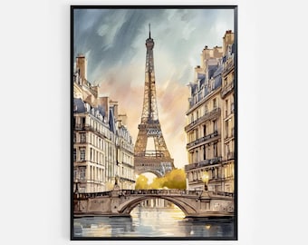 Paris Eiffel Tower Digital Print Download, Women Illustrations, Paris Art print, Parisian poster, Paris decor, Travel poster, Paris Gifts.