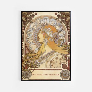 Alphonse Mucha Digital Print Download, Printable Wall Art, Downloadable Wall Art, Zodiac, Mucha poster, Art Nouveau, Vintage poster, Gifts.