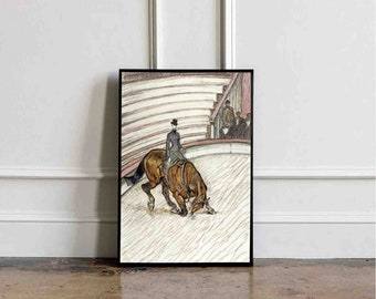Digital Print Download by Toulouse Lautrec, Printable Wall Art, Illustration Horse print, Illustrator, Toulouse Lautrec print Horse Woman.