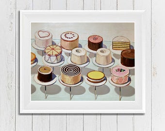 Wayne Thiebaud Digital Print Download, Printable Wall Art, Downloadable Wall Art, Cakes print, Home Decor Wall Art, Illustrator, Prints.