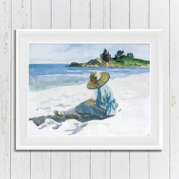 Edward Hopper Digital Print Download Realistic painting "On the Beach", Printable Wall Art, Downloadable Wall Art, Edward Hopper Beach Print