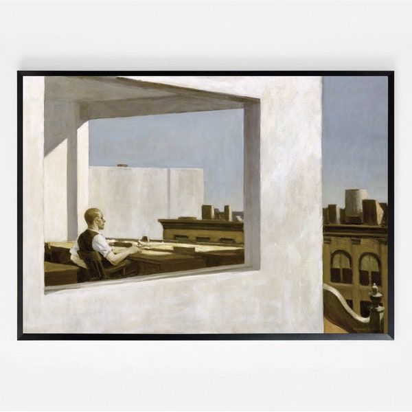 Edward Hopper Digital Print Download Realistic painting "Office in a Small City", Printable Wall Art, Downloadable Wall Art, Home Decor.