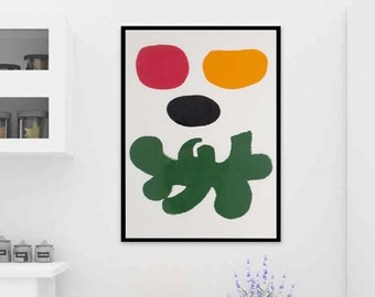 Digital Print Download by Adolph Gottlieb Yellow, Pink and Green Abstract painting, Contemporary Art print, Digital prints Downloads, Gifts.