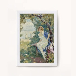 Téléchargement d&#39;impression numérique Edward Cucuel &quot;Lac&quot;, Art mural imprimable et téléchargeable, Décoration d&#39;intérieur, Art mural, Peinture sur le banc.