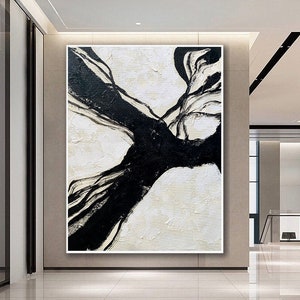 Large Wall Art Black and White Minimal Abstract Painting Large Paintings on Canvas Wall Art Abstract Canvas Art Office Wall Art PA0049