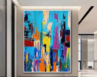 Colorful Acrylic Abstract Painting, Large Canvas Wall Art