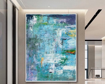 Large Wall Art,Blue Abstract Painting Canvas Original Abstract Art Abstract Wall Art Acrylic Painting Abstract Original Minimalist,SA035